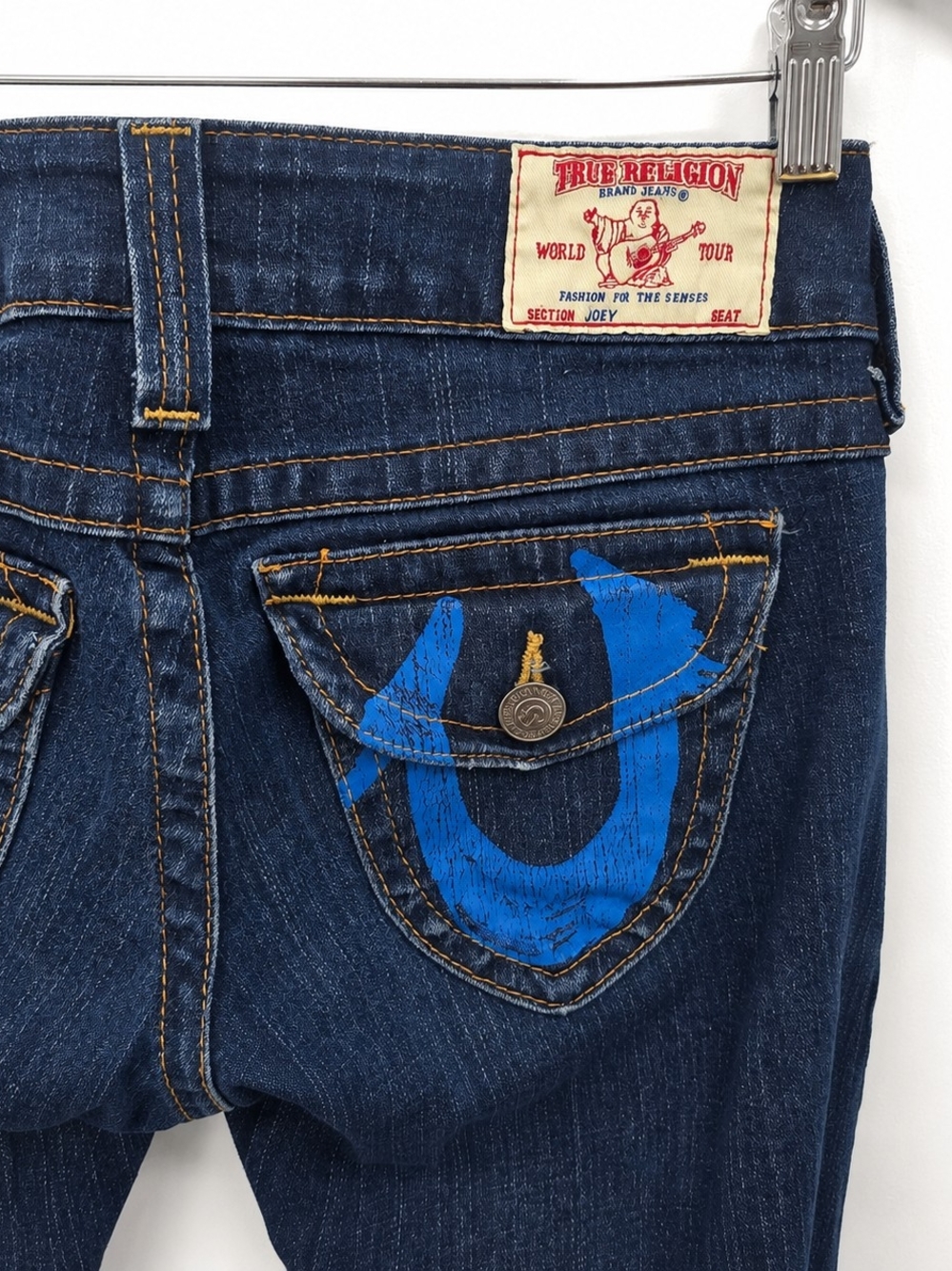 True Religion Joey Flare Jeans Women’s Size 25 Dark Wash Blue Big Pocket Y2K